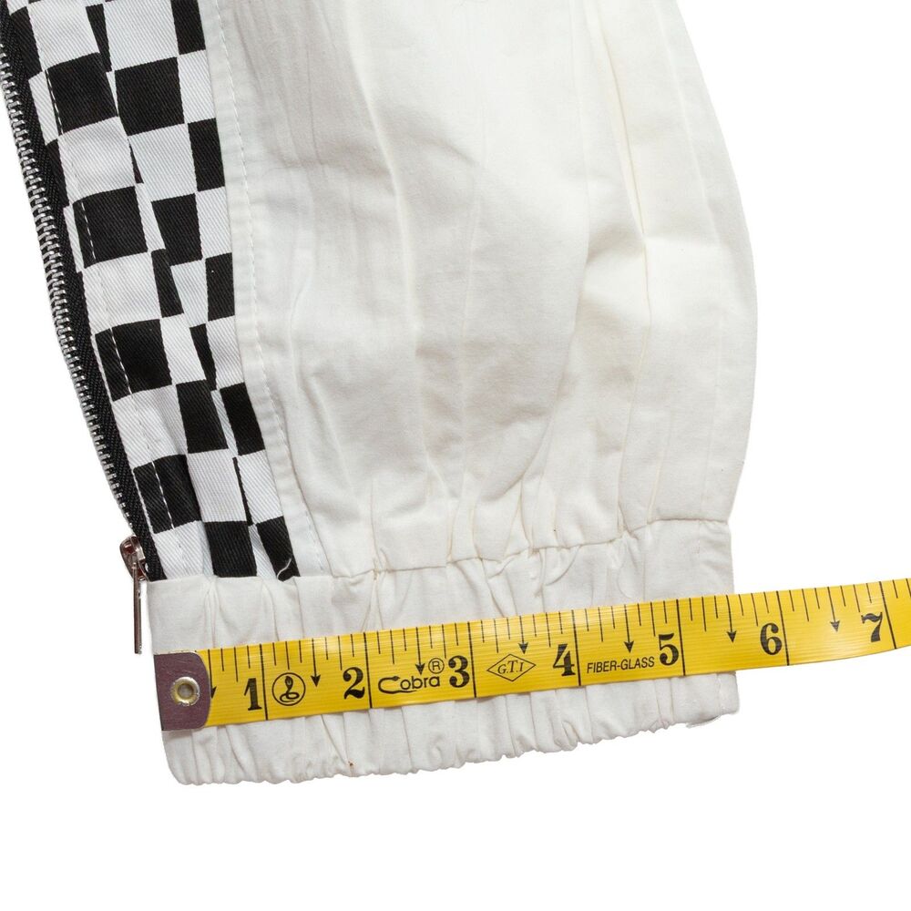 12th Tribe‎  S/M Tall Women's White Black Checkered Side Zip Track Joggers - Picture 5 of 10